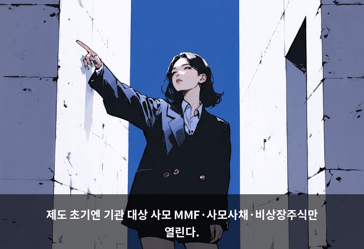 제도 초기엔 기관 대상 사모 MMF·사모사채·비상장주식만 열린다.