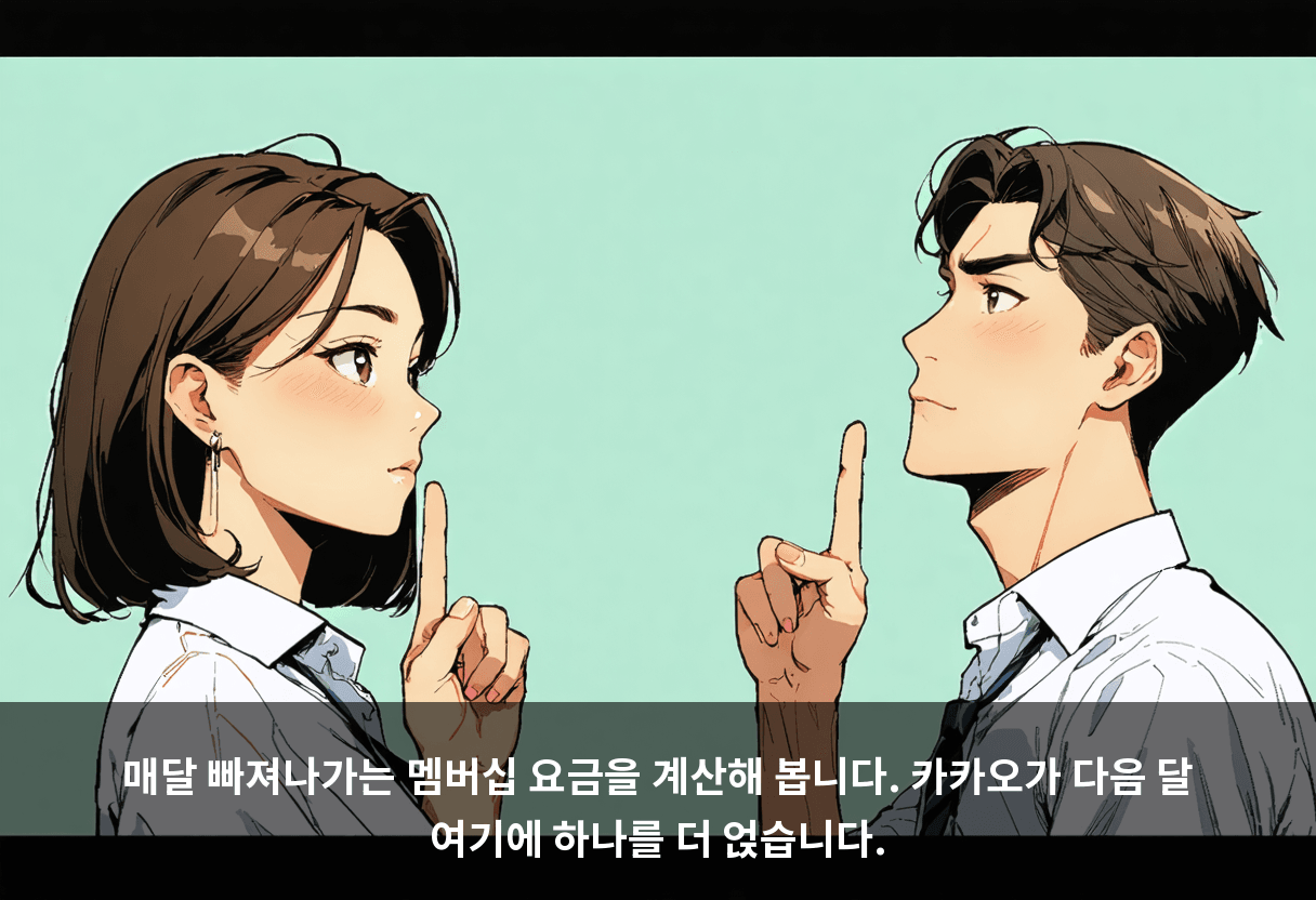 매달 빠져나가는 멤버십 요금을 계산해 봅니다. 카카오가 다음 달 여기에 하나를 더 얹습니다.