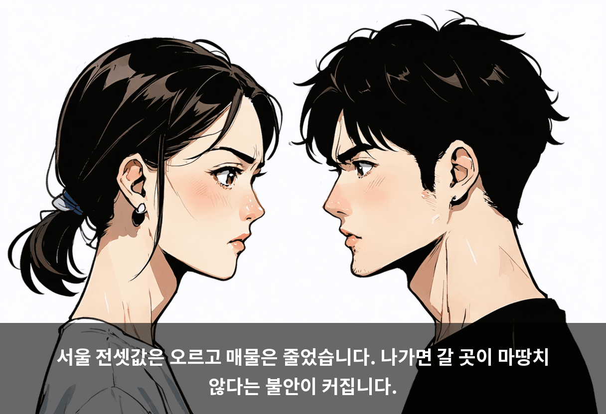 서울 전셋값은 오르고 매물은 줄었습니다. 나가면 갈 곳이 마땅치 않다는 불안이 커집니다.