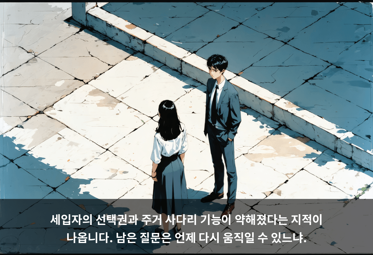 세입자의 선택권과 주거 사다리 기능이 약해졌다는 지적이 나옵니다. 남은 질문은 언제 다시 움직일 수 있느냐.