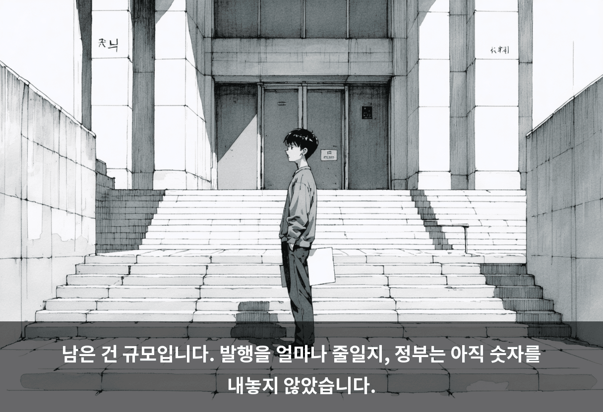 남은 건 규모입니다. 발행을 얼마나 줄일지, 정부는 아직 숫자를 내놓지 않았습니다.
