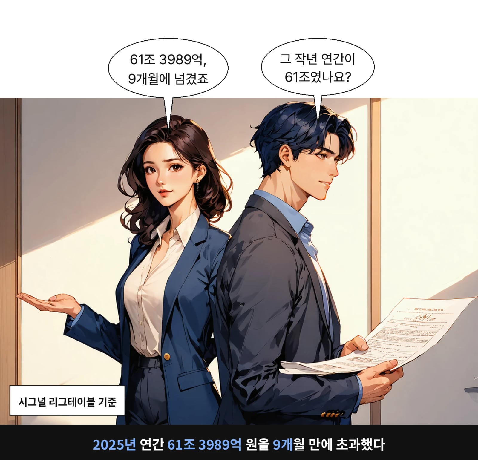 2025년 연간 61조 3989억 원을 9개월 만에 초과했다