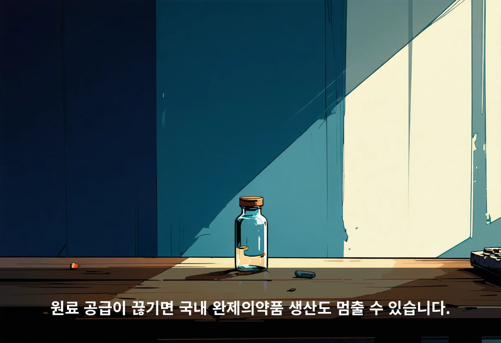 원료 공급이 끊기면 국내 완제의약품 생산도 멈출 수 있습니다.