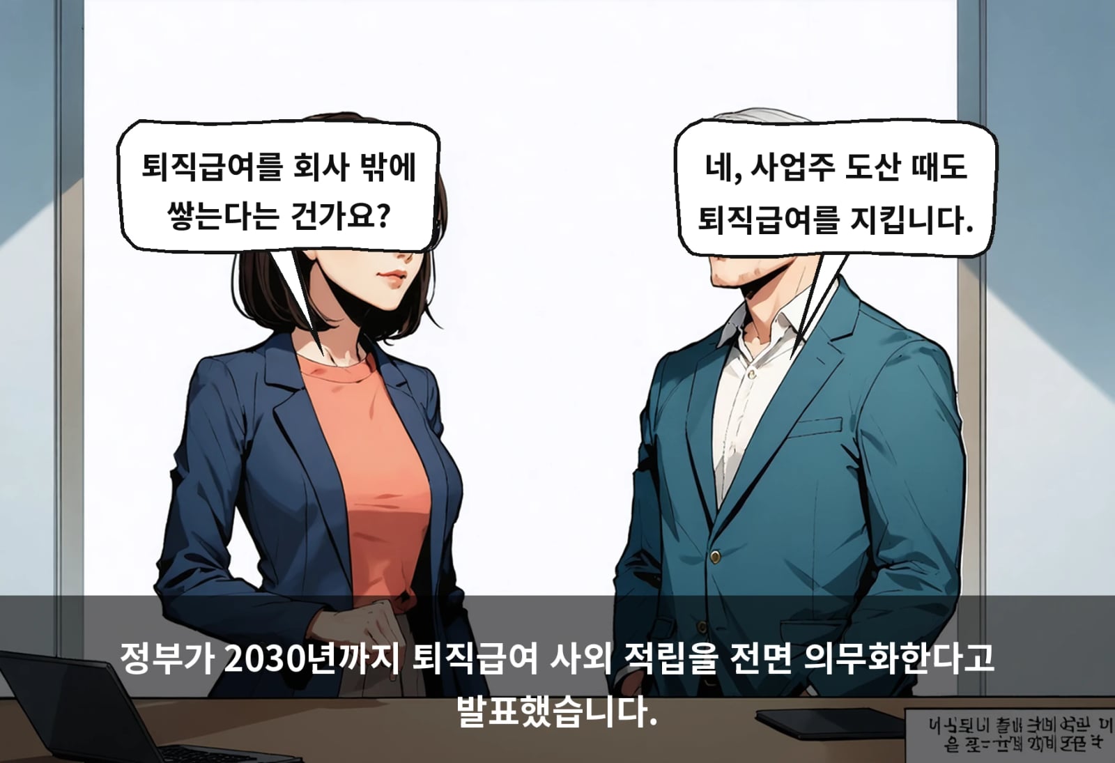 정부가 2030년까지 퇴직급여 사외 적립을 전면 의무화한다고 발표했습니다.