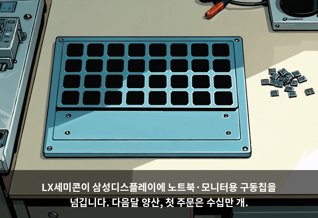 LX세미콘이 삼성디스플레이에 노트북·모니터용 구동칩을 넘깁니다. 다음달 양산, 첫 주문은 수십만 개.