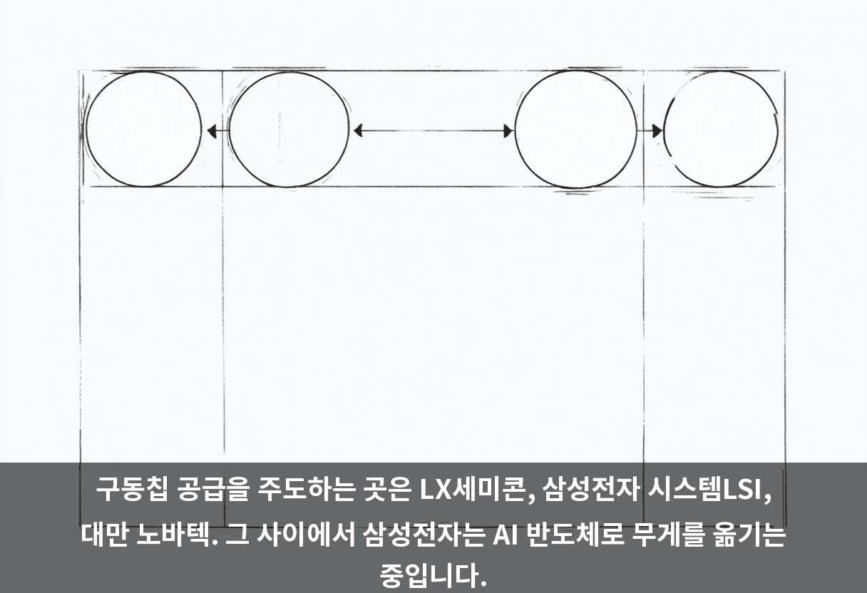 구동칩 공급을 주도하는 곳은 LX세미콘, 삼성전자 시스템LSI, 대만 노바텍. 그 사이에서 삼성전자는 AI 반도체로 무게를 옮기는 중입니다.