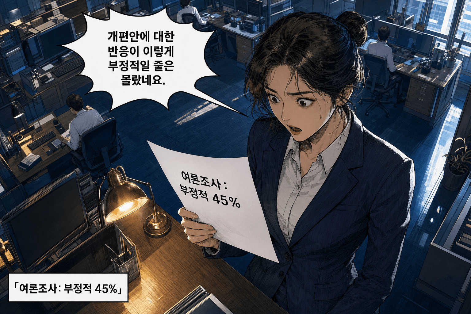 B: 개편안에 대한 반응이 이렇게 부정적일 줄은 몰랐네요.