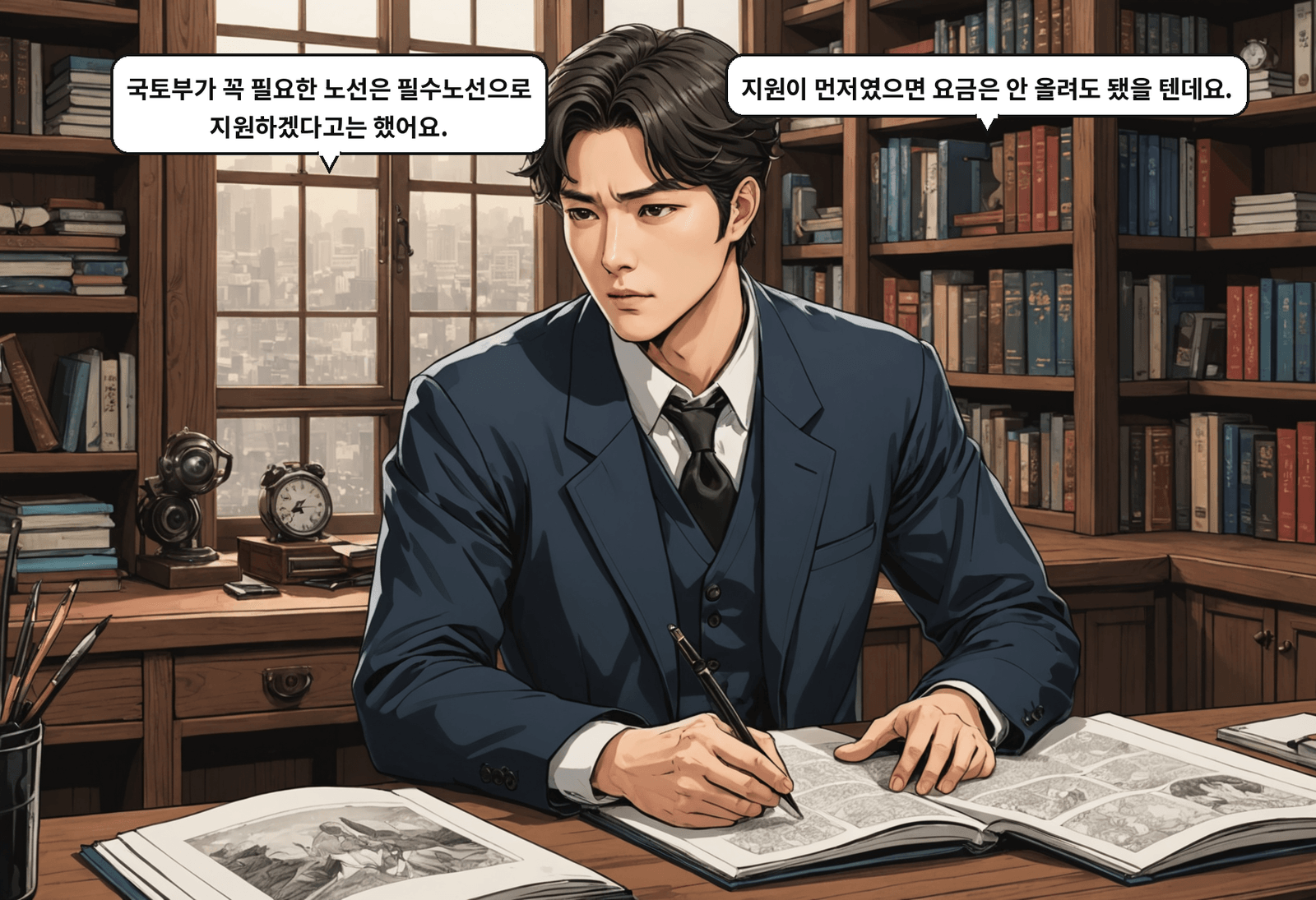 B: 국토부가 꼭 필요한 노선은 필수노선으로 지원하겠다고는 했어요. A: 지원이 먼저였으면 요금은 안 올려도 됐을 텐데요.
