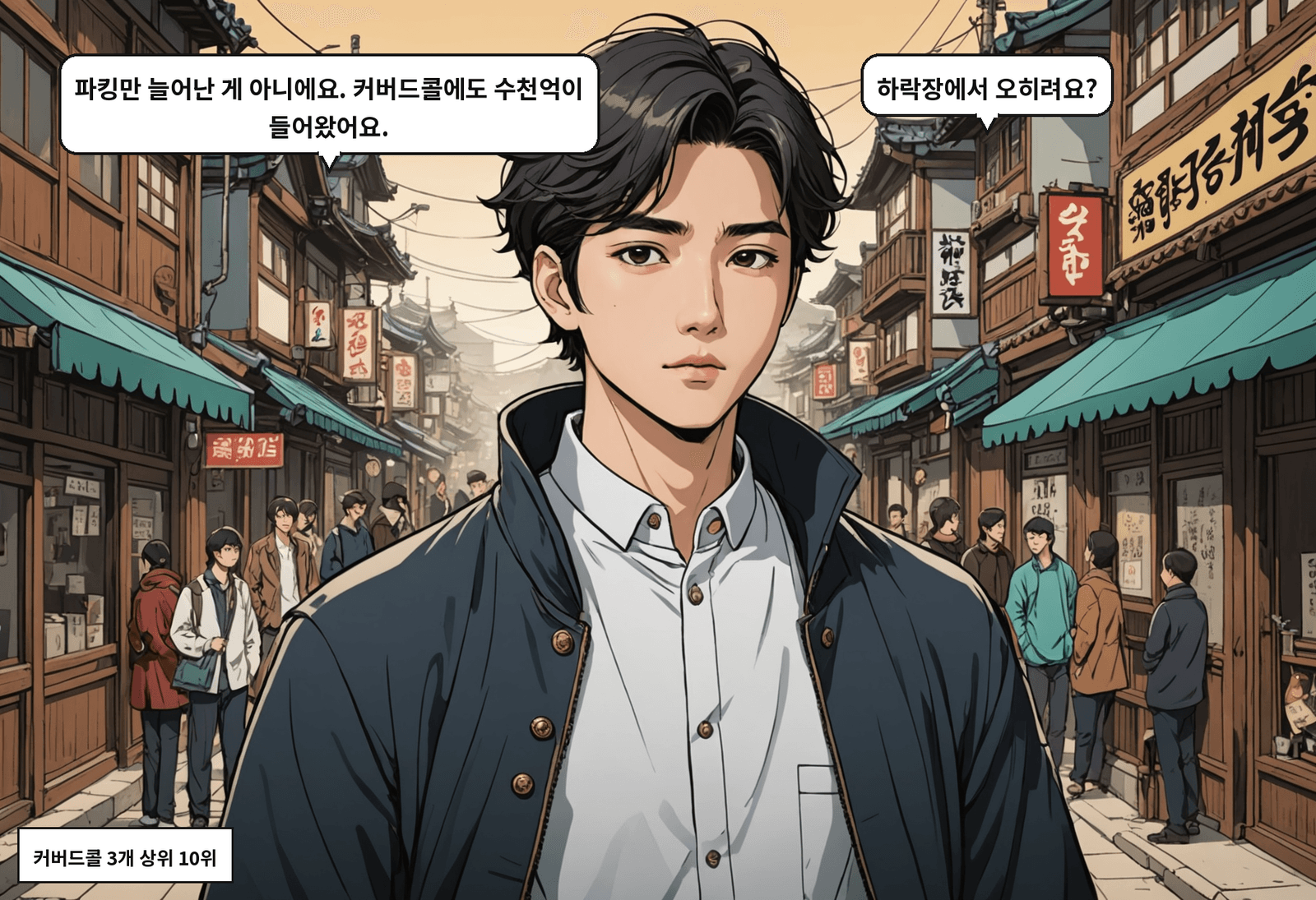 A: 파킹만 늘어난 게 아니에요. 커버드콜에도 수천억이 들어왔어요. B: 하락장에서 오히려요?