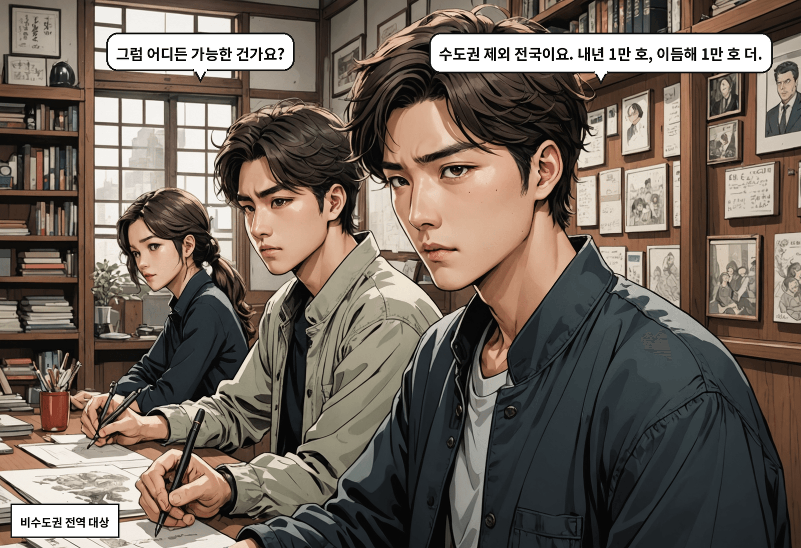 A: 그럼 어디든 가능한 건가요? B: 수도권 제외 전국이요. 내년 1만 호, 이듬해 1만 호 더.