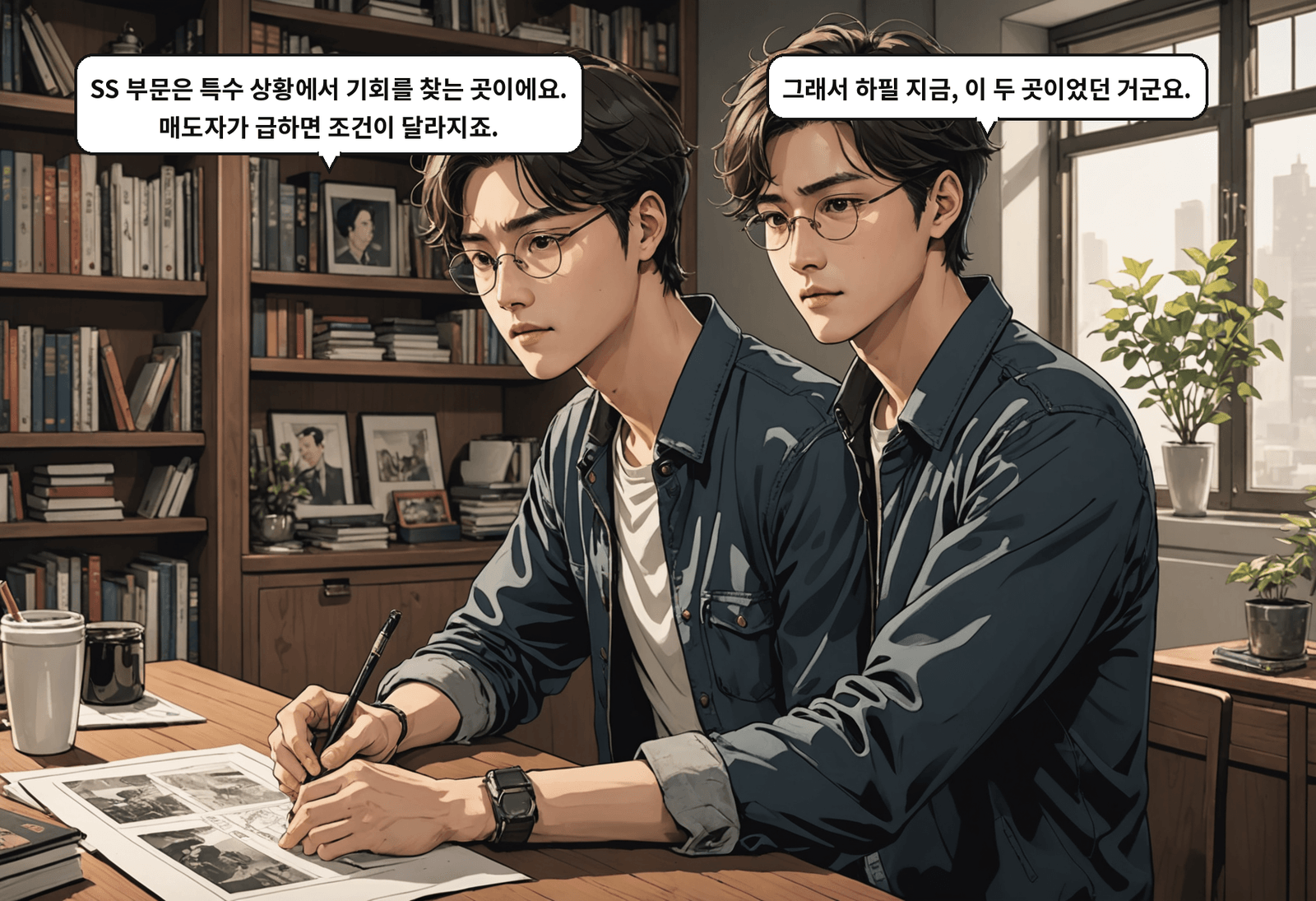 B: SS 부문은 특수 상황에서 기회를 찾는 곳이에요. 매도자가 급하면 조건이 달라지죠. A: 그래서 하필 지금, 이 두 곳이었던 거군요.
