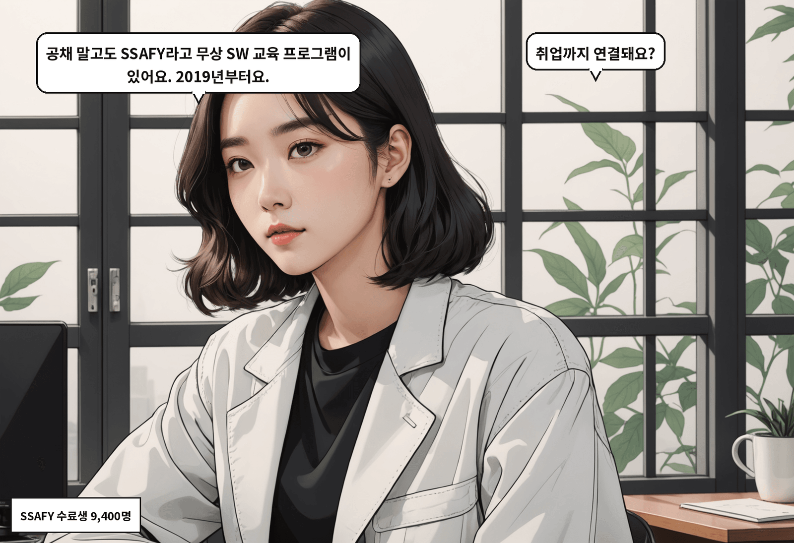 B: 공채 말고도 SSAFY라고 무상 SW 교육 프로그램이 있어요. 2019년부터요. A: 취업까지 연결돼요?