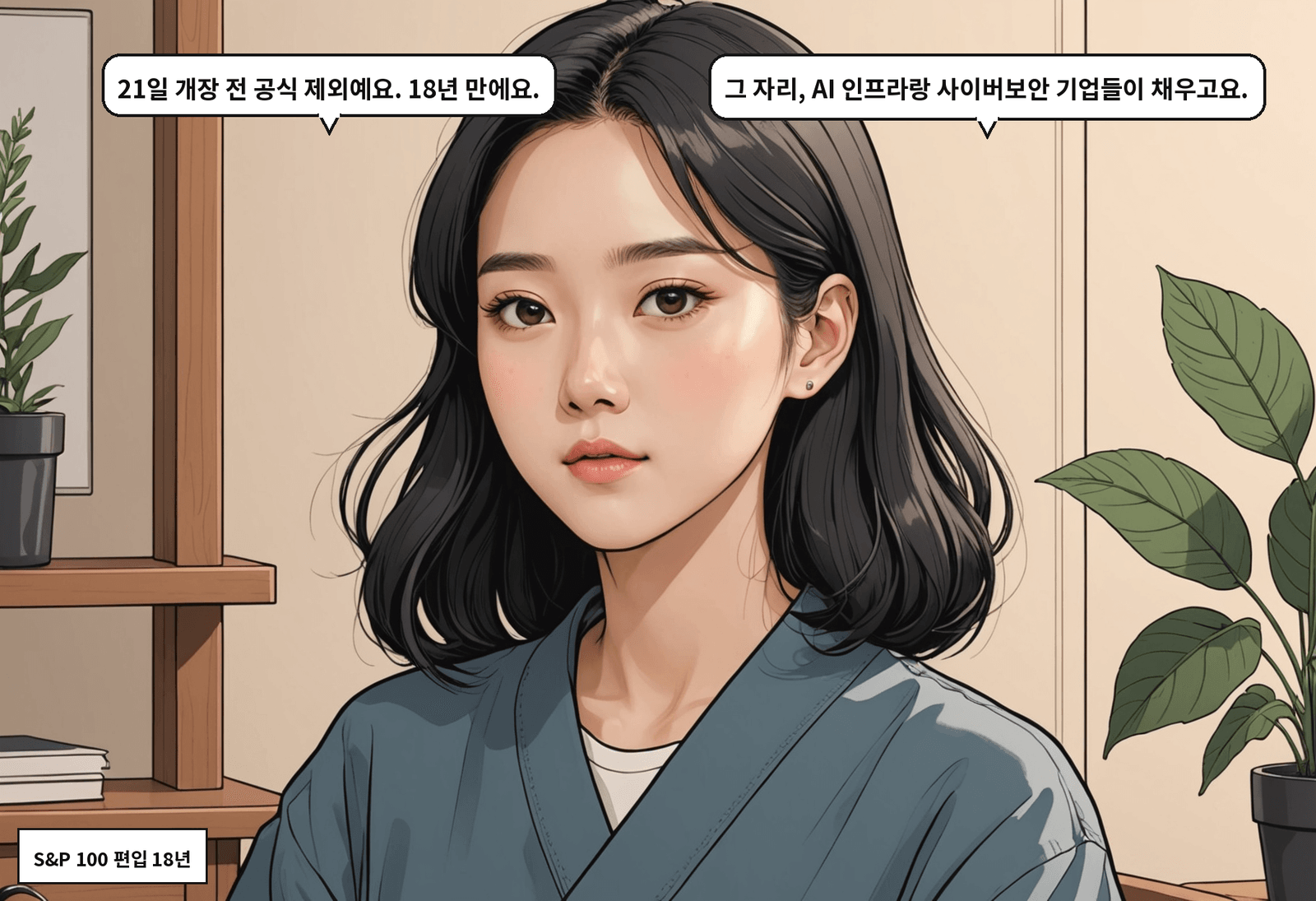 A: 21일 개장 전 공식 제외예요. 18년 만에요. B: 그 자리, AI 인프라랑 사이버보안 기업들이 채우고요.