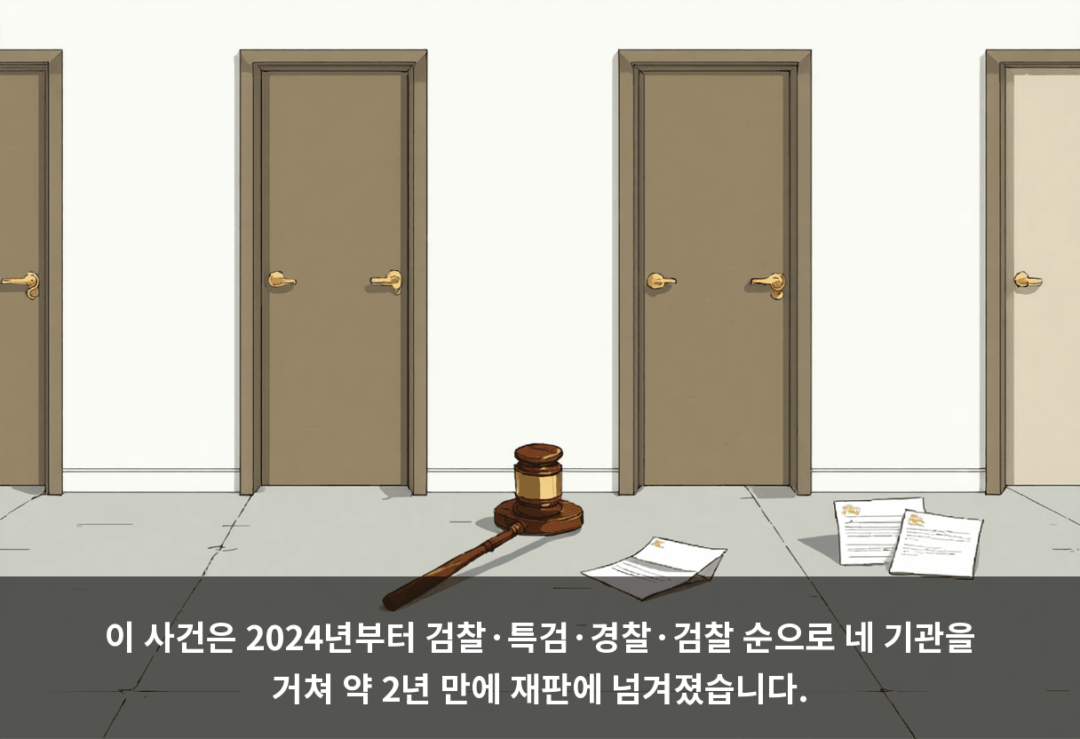 이 사건은 2024년부터 검찰·특검·경찰·검찰 순으로 네 기관을 거쳐 약 2년 만에 재판에 넘겨졌습니다.