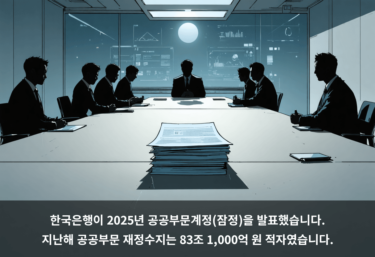 한국은행이 2025년 공공부문계정(잠정)을 발표했습니다. 지난해 공공부문 재정수지는 83조 1,000억 원 적자였습니다.