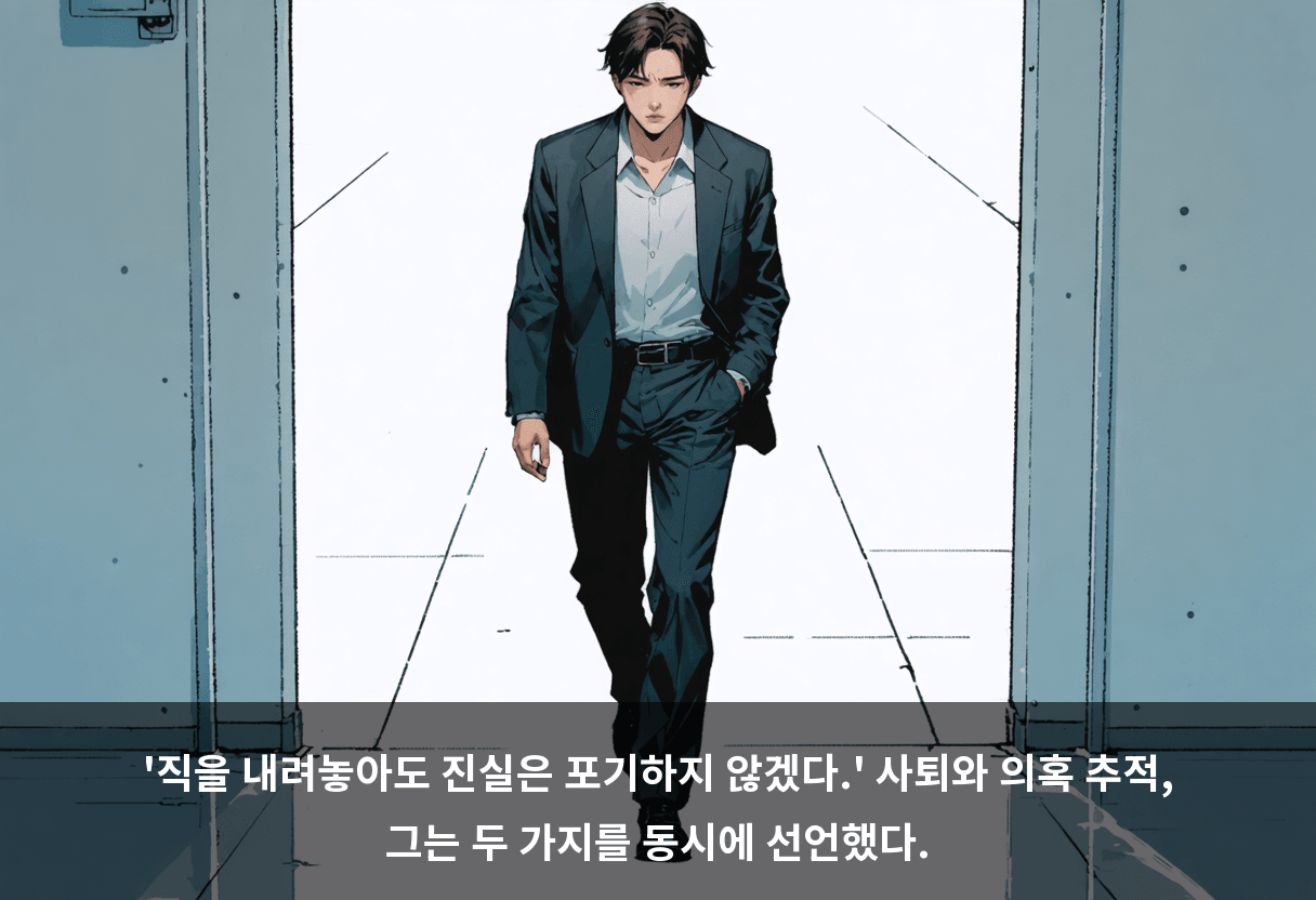 '직을 내려놓아도 진실은 포기하지 않겠다.' 사퇴와 의혹 추적, 그는 두 가지를 동시에 선언했다.