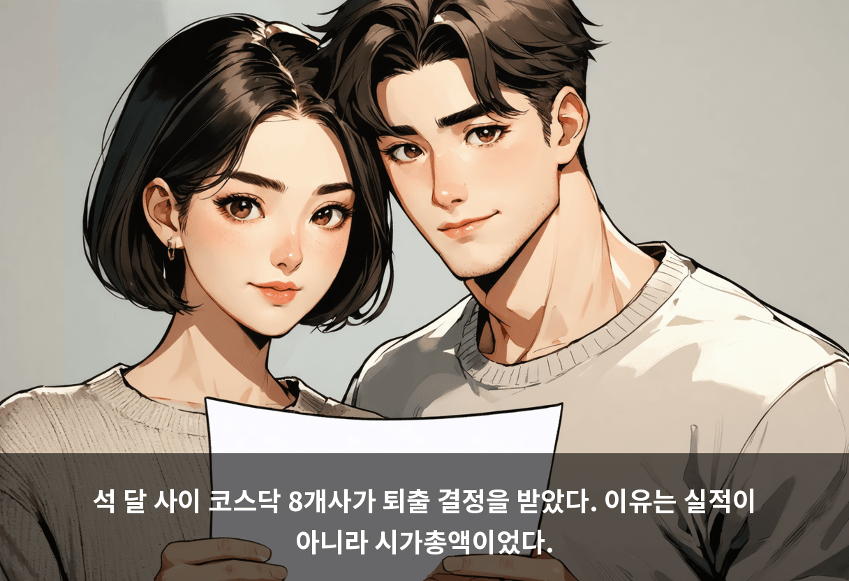 석 달 사이 코스닥 8개사가 퇴출 결정을 받았다. 이유는 실적이 아니라 시가총액이었다.