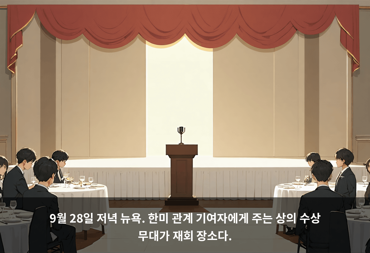9월 28일 저녁 뉴욕. 한미 관계 기여자에게 주는 상의 수상 무대가 재회 장소다.