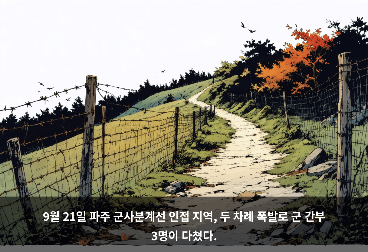 9월 21일 파주 군사분계선 인접 지역, 두 차례 폭발로 군 간부 3명이 다쳤다.