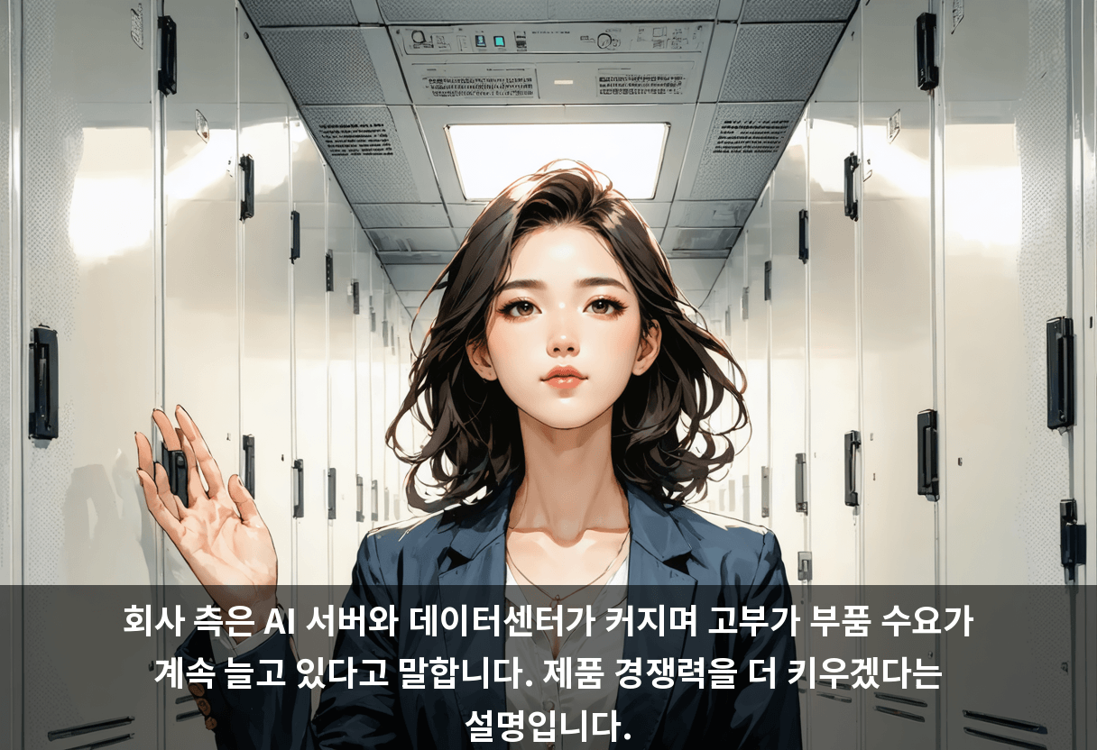 회사 측은 AI 서버와 데이터센터가 커지며 고부가 부품 수요가 계속 늘고 있다고 말합니다. 제품 경쟁력을 더 키우겠다는 설명입니다.