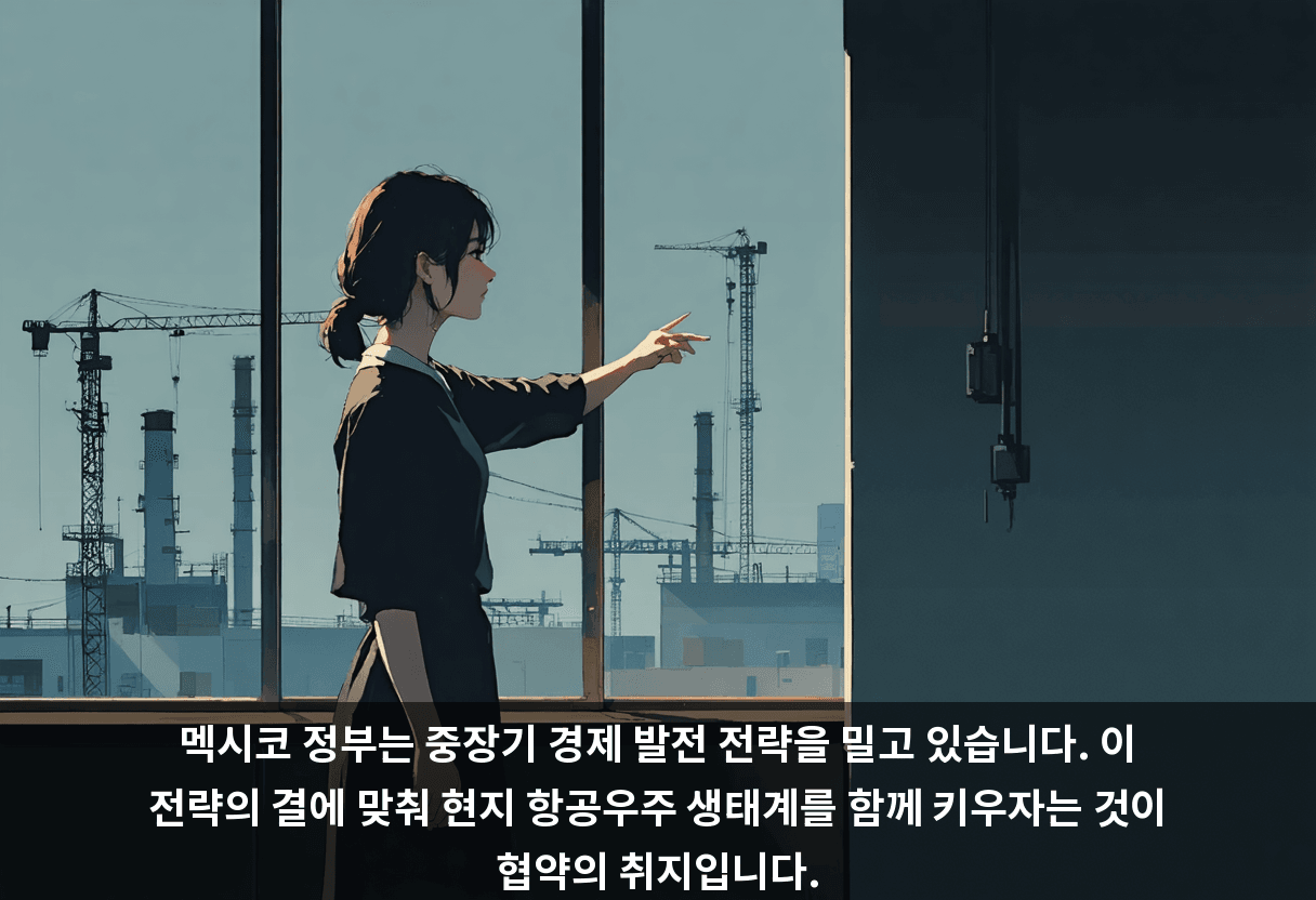 멕시코 정부는 중장기 경제 발전 전략을 밀고 있습니다. 이 전략의 결에 맞춰 현지 항공우주 생태계를 함께 키우자는 것이 협약의 취지입니다.