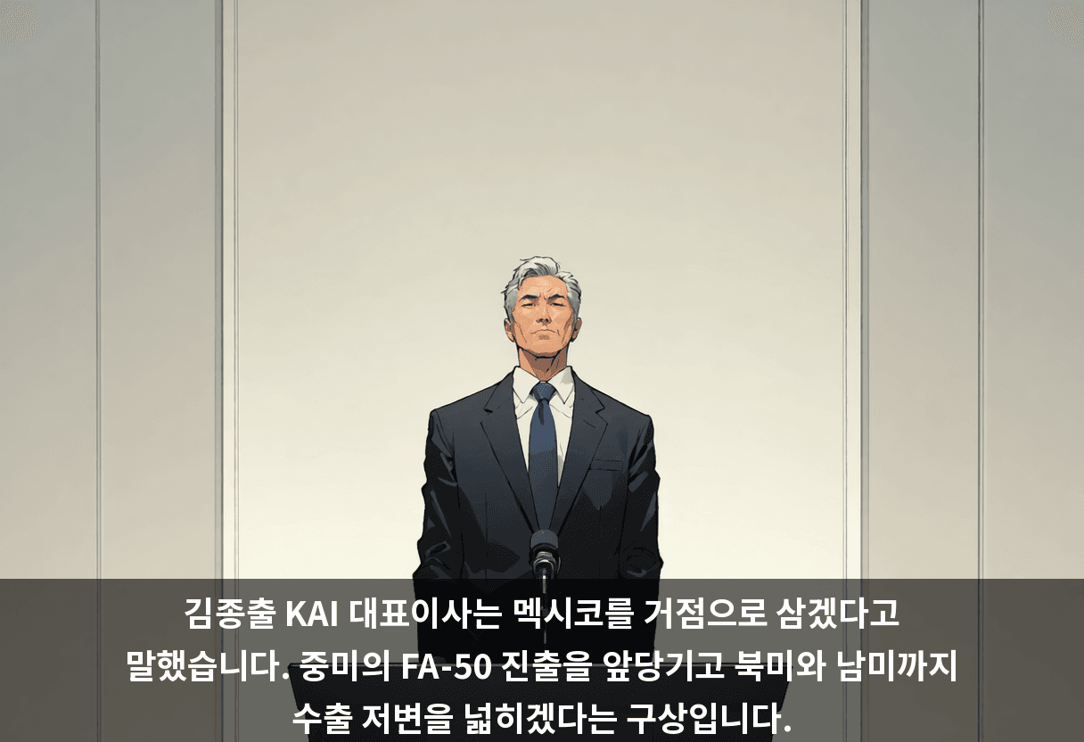 김종출 KAI 대표이사는 멕시코를 거점으로 삼겠다고 말했습니다. 중미의 FA-50 진출을 앞당기고 북미와 남미까지 수출 저변을 넓히겠다는 구상입니다.