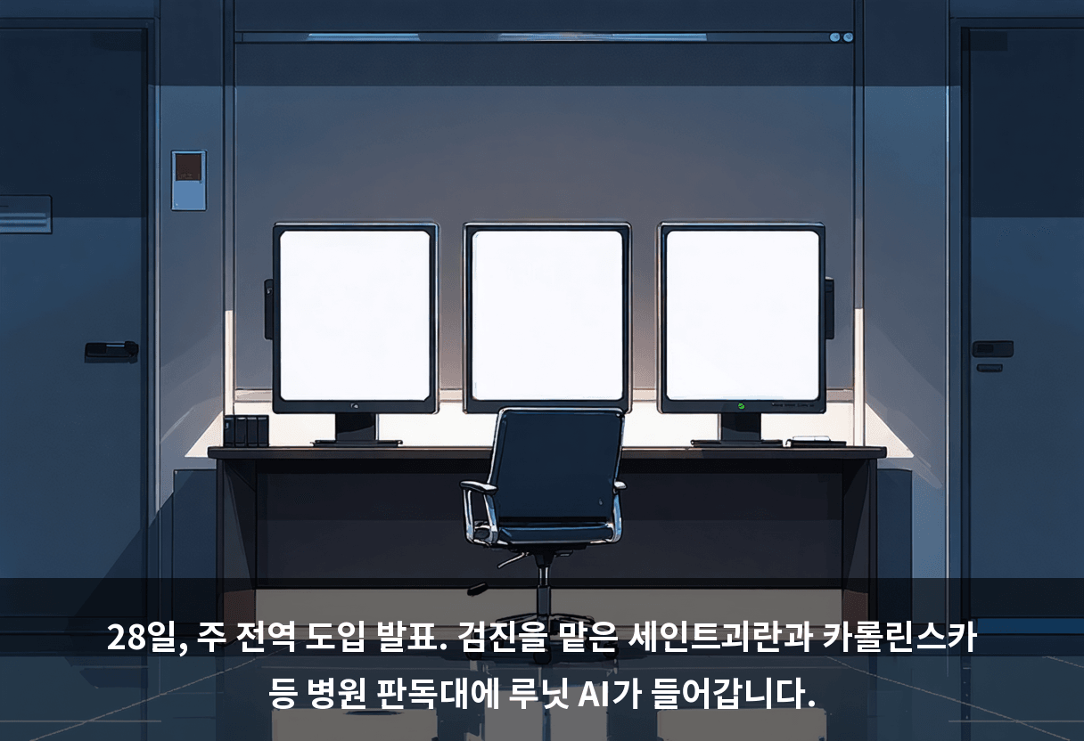 28일, 주 전역 도입 발표. 검진을 맡은 세인트괴란과 카롤린스카 등 병원 판독대에 루닛 AI가 들어갑니다.