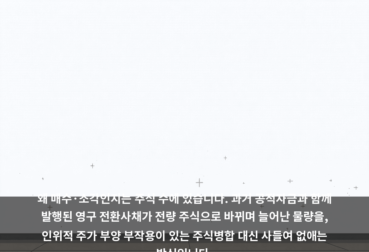 회사 공시는 다른 곳을 가리킵니다. 7월엔 2030년까지 29조 원 투자, 3월엔 배당성향 30% 주주환원. 추가 자사주 매입은 명시되지 않았습니다.