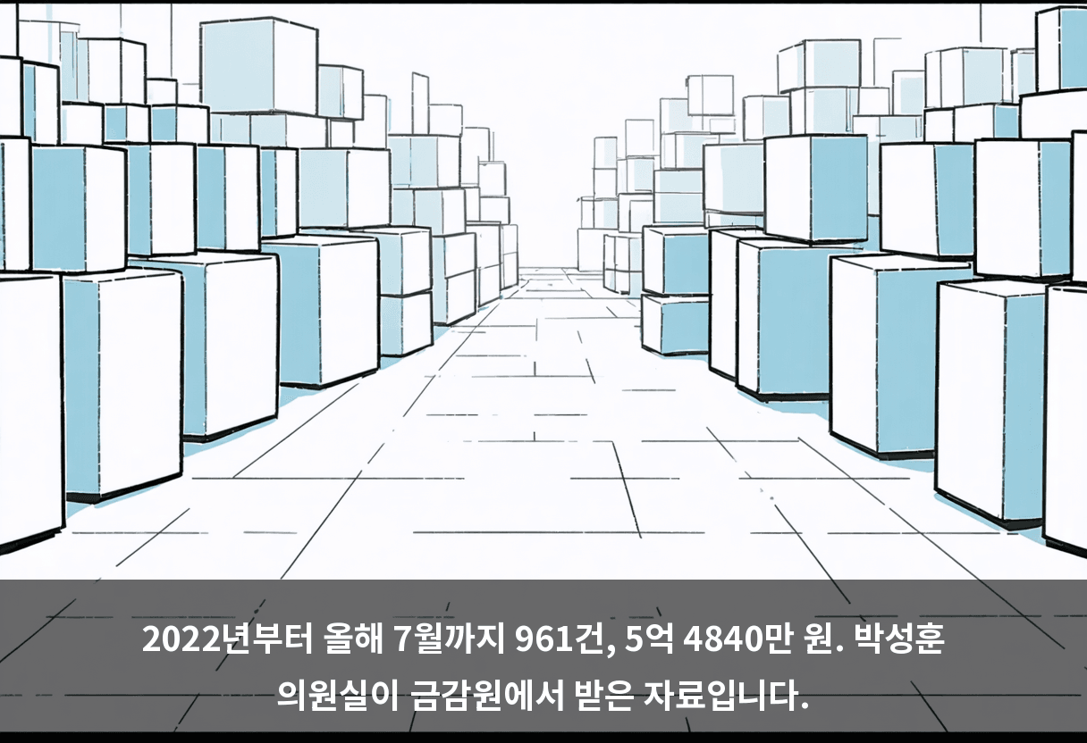 2022년부터 올해 7월까지 961건, 금액은 5억 4840만 원. 금융감독원 자료 확인입니다.