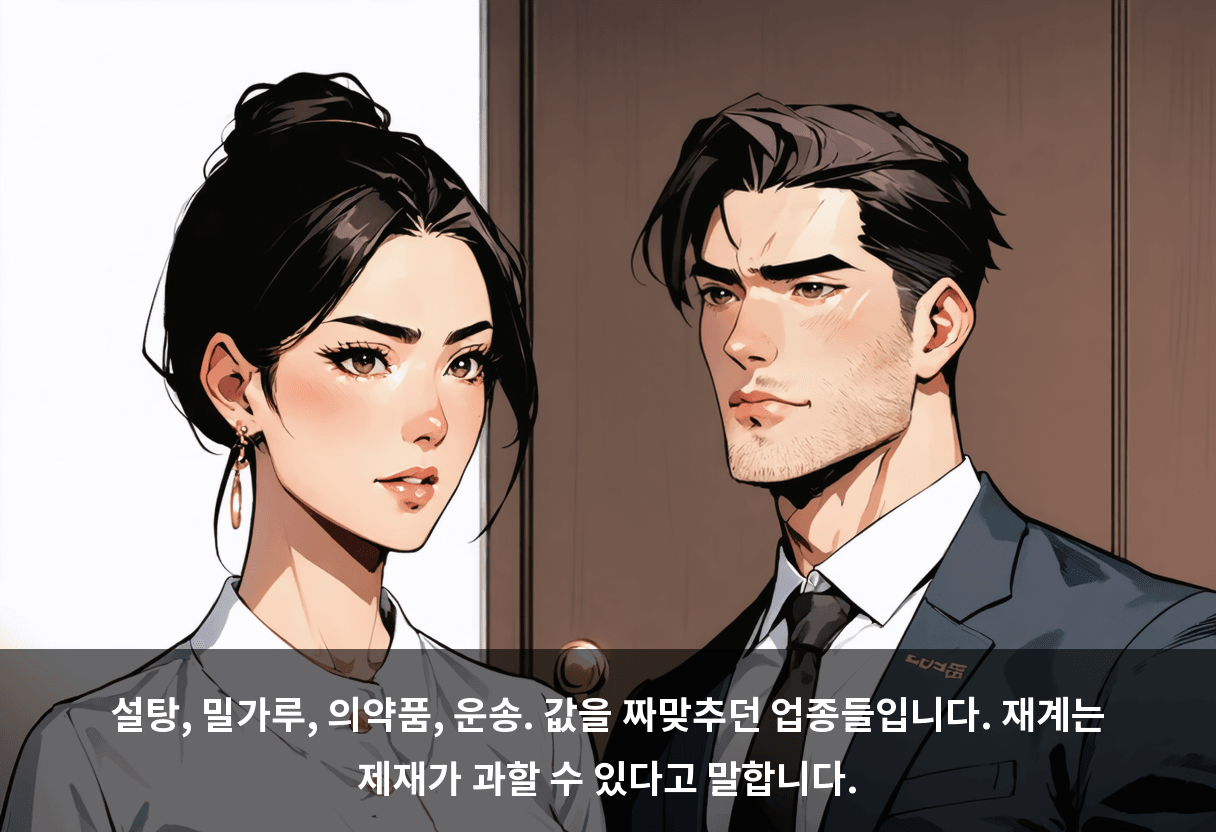 설탕, 밀가루, 의약품, 운송. 값을 짜맞추던 업종들입니다. 재계는 제재가 과할 수 있다고 말합니다.