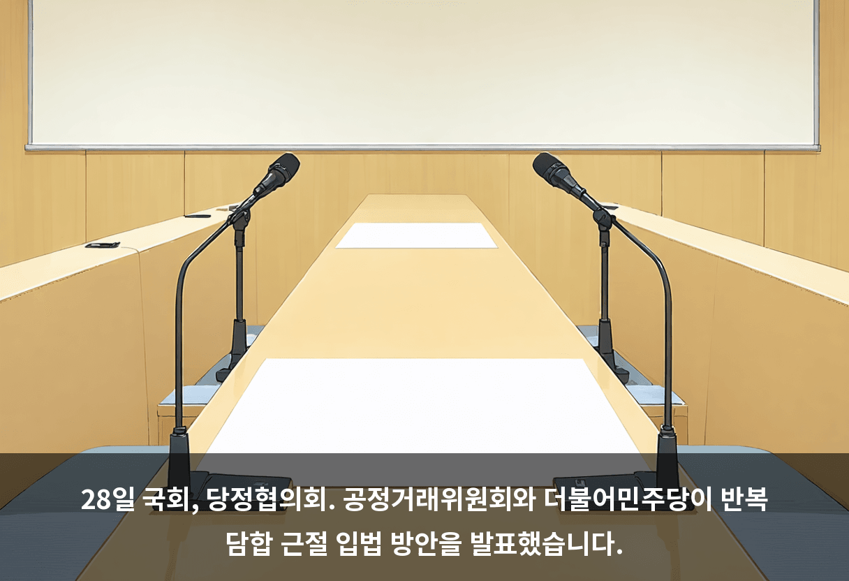 28일 국회, 당정협의회. 공정거래위원회와 더불어민주당이 반복 담합 근절 입법 방안을 발표했습니다.