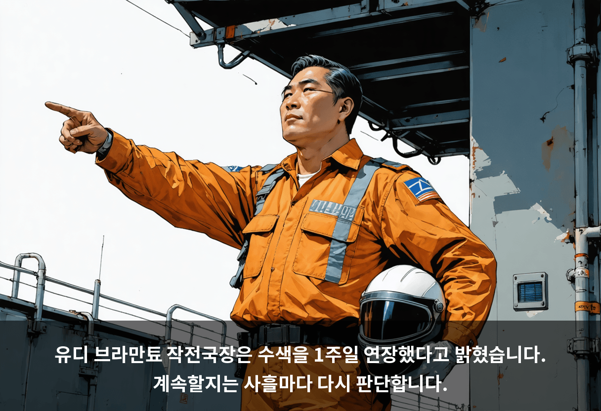 유디 브라만툐 작전국장은 수색을 1주일 연장했다고 밝혔습니다. 계속할지는 사흘마다 다시 판단합니다.