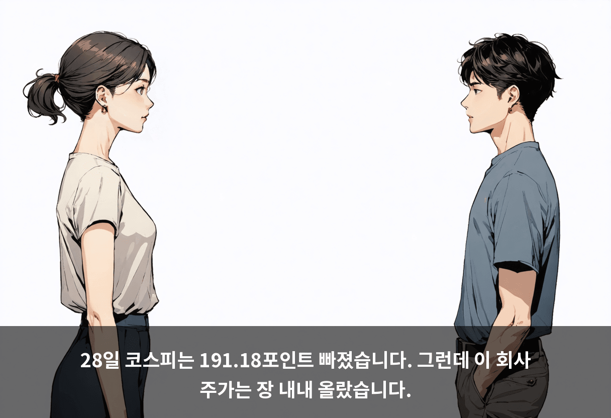 28일 코스피는 191.18포인트 빠졌습니다. 그런데 이 회사 주가는 장 내내 올랐습니다.