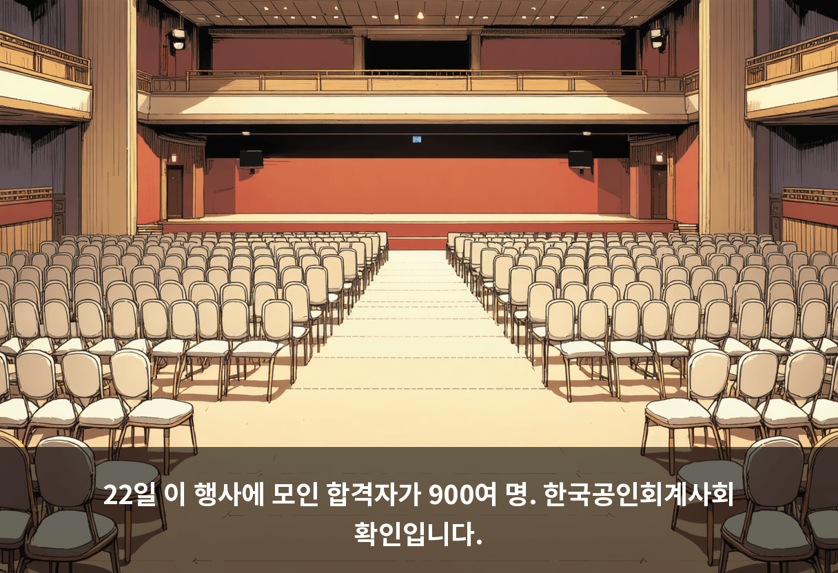 22일 이 행사에 모인 합격자가 900여 명. 한국공인회계사회 확인입니다.
