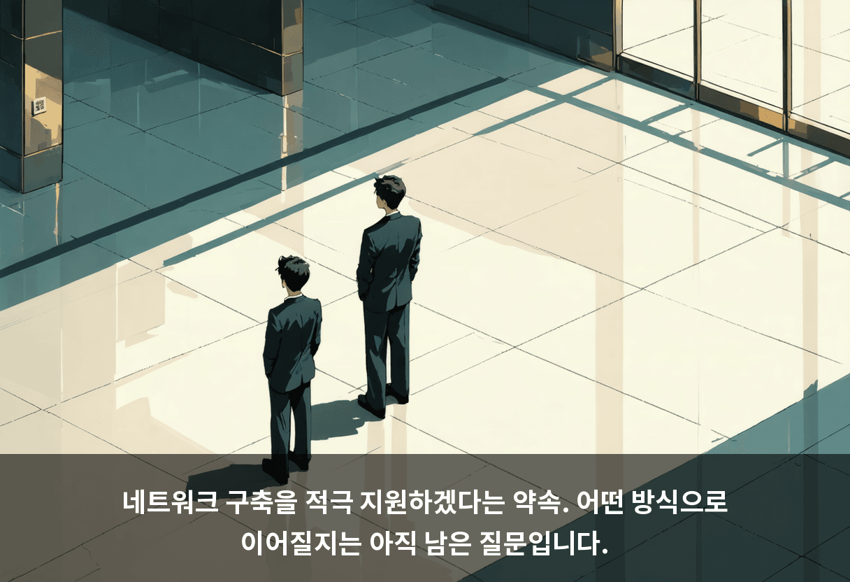 네트워크 구축을 적극 지원하겠다는 약속. 어떤 방식으로 이어질지는 아직 남은 질문입니다.