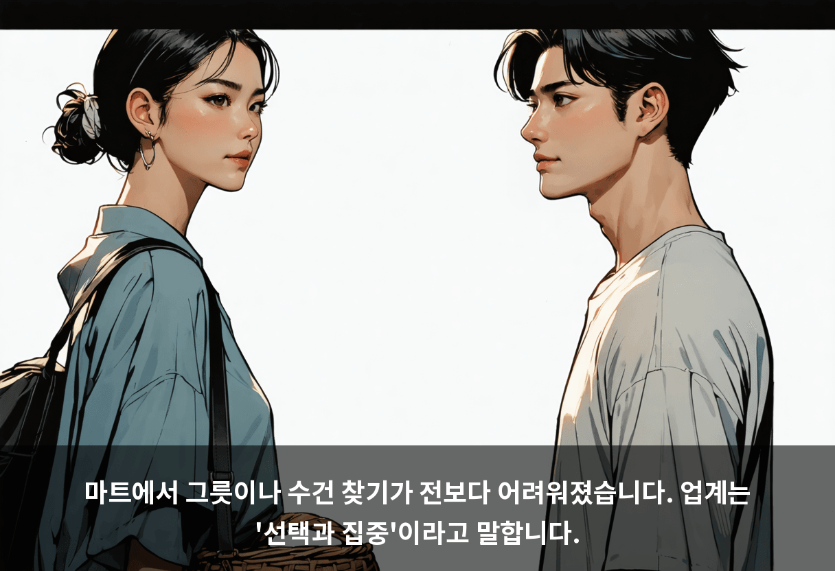 마트에서 그릇이나 수건 찾기가 전보다 어려워졌습니다. 업계는 '선택과 집중'이라고 말합니다.