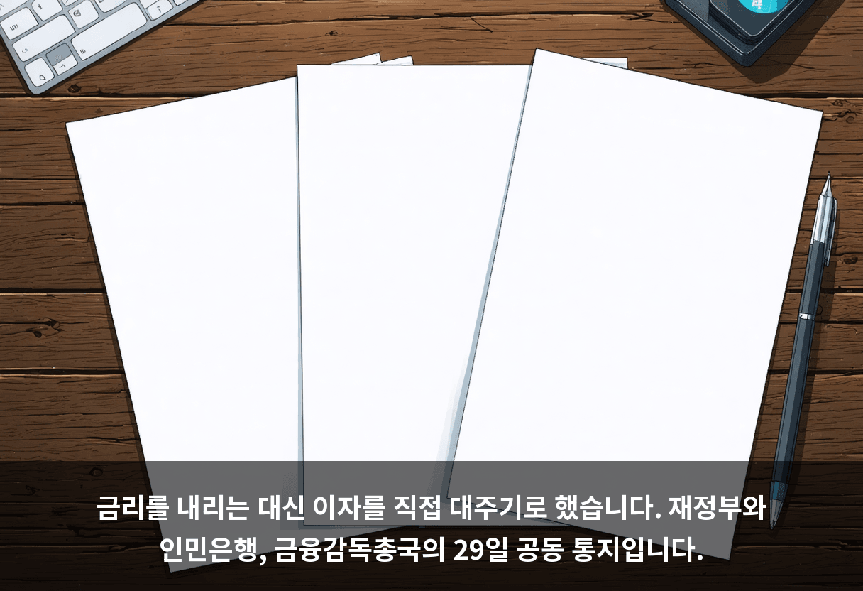 금리를 내리는 대신 이자를 직접 대주기로 했습니다. 재정부와 인민은행, 금융감독총국의 29일 공동 통지입니다.