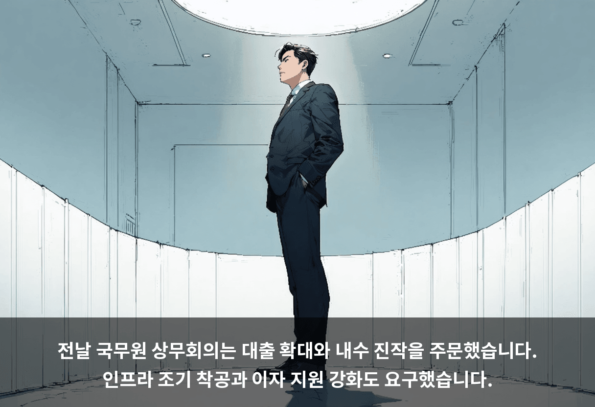 전날 국무원 상무회의는 대출 확대와 내수 진작을 주문했습니다. 인프라 조기 착공과 이자 지원 강화도 요구했습니다.