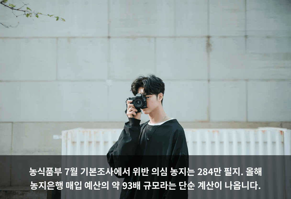 농식품부 7월 기본조사에서 위반 의심 농지는 284만 필지. 올해 농지은행 매입 예산의 약 93배 규모라는 단순 계산이 나옵니다.