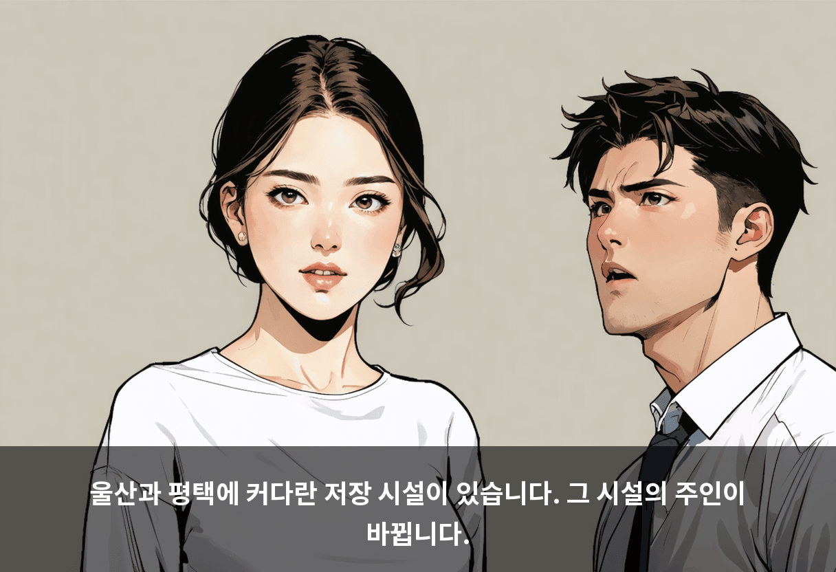 울산과 평택에 커다란 저장 시설이 있습니다. 그 시설의 주인이 바뀝니다.