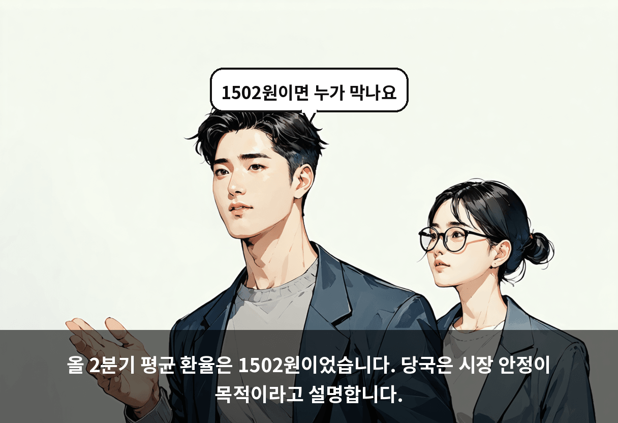 올 2분기 평균 환율은 1502원이었습니다. 당국은 시장 안정이 목적이라고 설명합니다.