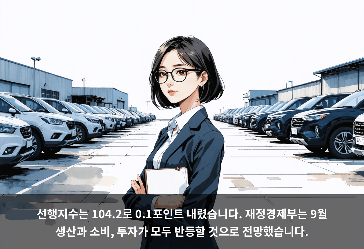 선행지수는 104.2로 0.1포인트 내렸습니다. 재정경제부는 9월 생산과 소비, 투자가 모두 반등할 것으로 전망했습니다.