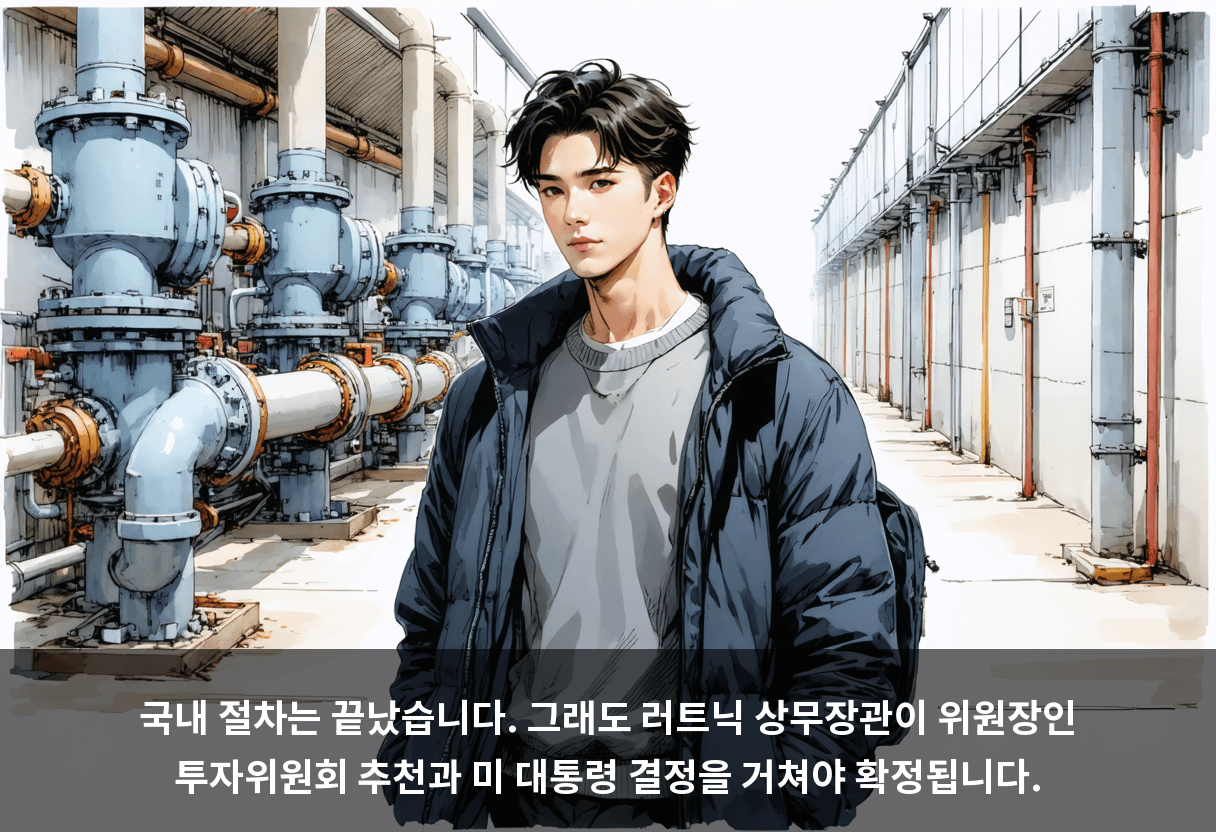 국내 절차는 끝났습니다. 그래도 러트닉 상무장관이 위원장인 투자위원회 추천과 미 대통령 결정을 거쳐야 확정됩니다.