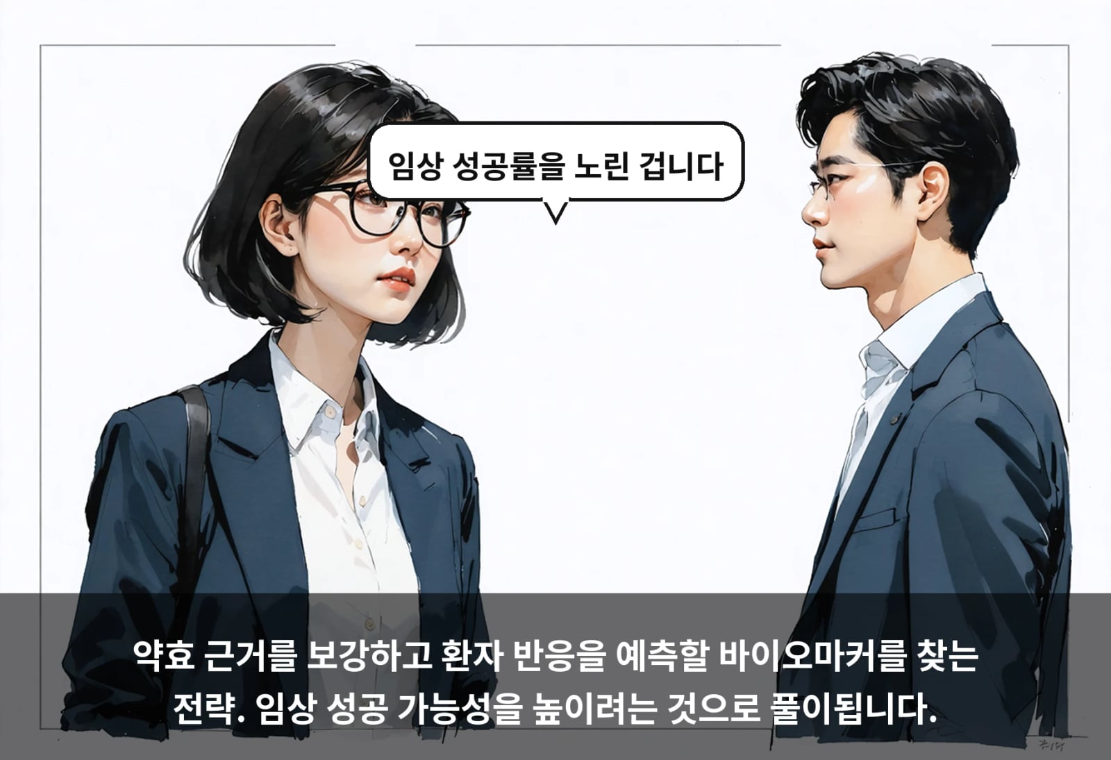 약효 근거를 보강하고 환자 반응을 예측할 바이오마커를 찾는 전략. 임상 성공 가능성을 높이려는 것으로 풀이됩니다.