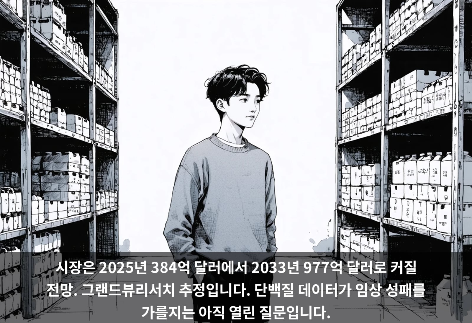 시장은 2025년 384억 달러에서 2033년 977억 달러로 커질 전망. 그랜드뷰리서치 추정입니다. 단백질 데이터가 임상 성패를 가를지는 아직 열린 질문입니다.