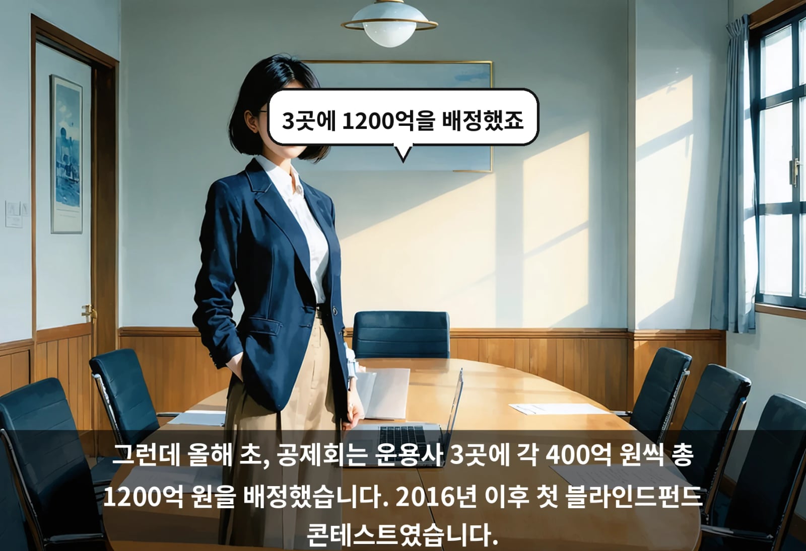 그런데 올해 초, 공제회는 운용사 3곳에 각 400억 원씩 총 1200억 원을 배정했습니다. 2016년 이후 첫 블라인드펀드 콘테스트였습니다.