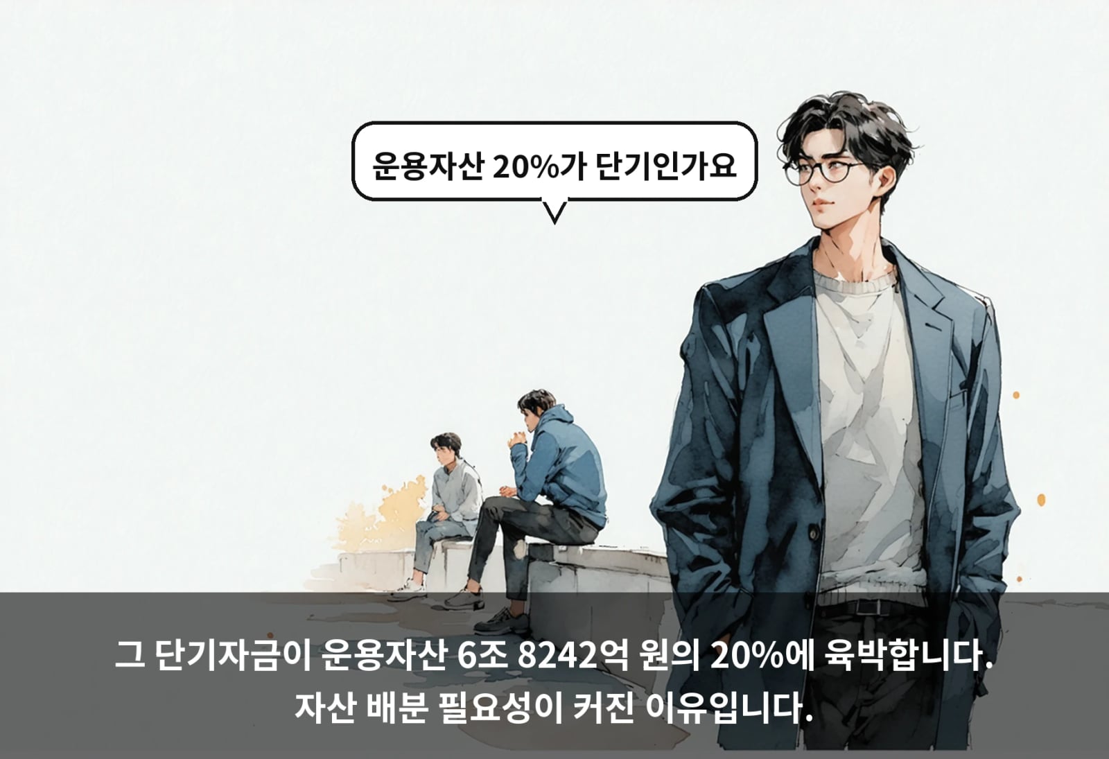 그 단기자금이 운용자산 6조 8242억 원의 20%에 육박합니다. 자산 배분 필요성이 커진 이유입니다.