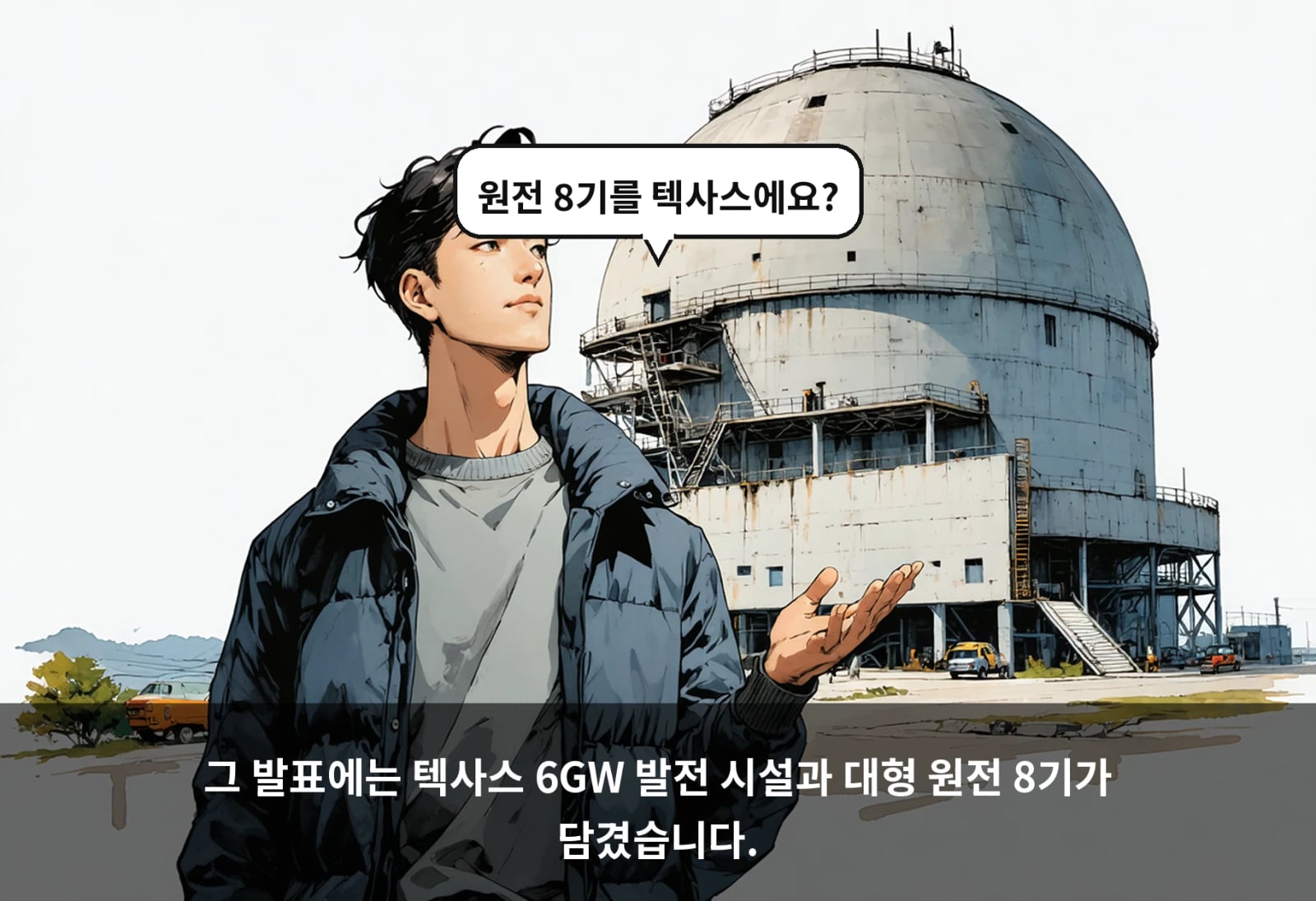 그 발표에는 텍사스 6GW 발전 시설과 대형 원전 8기가 담겼습니다.