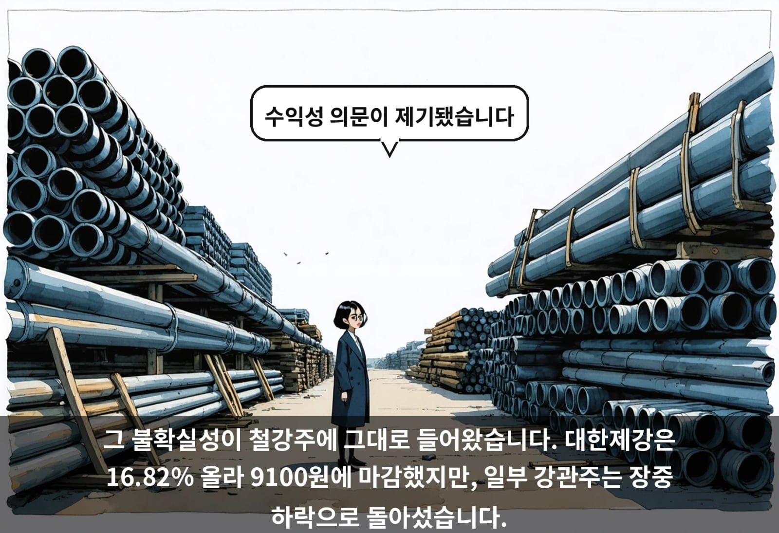 그 불확실성이 철강주에 그대로 들어왔습니다. 대한제강은 16.82% 올라 9100원에 마감했지만, 일부 강관주는 장중 하락으로 돌아섰습니다.