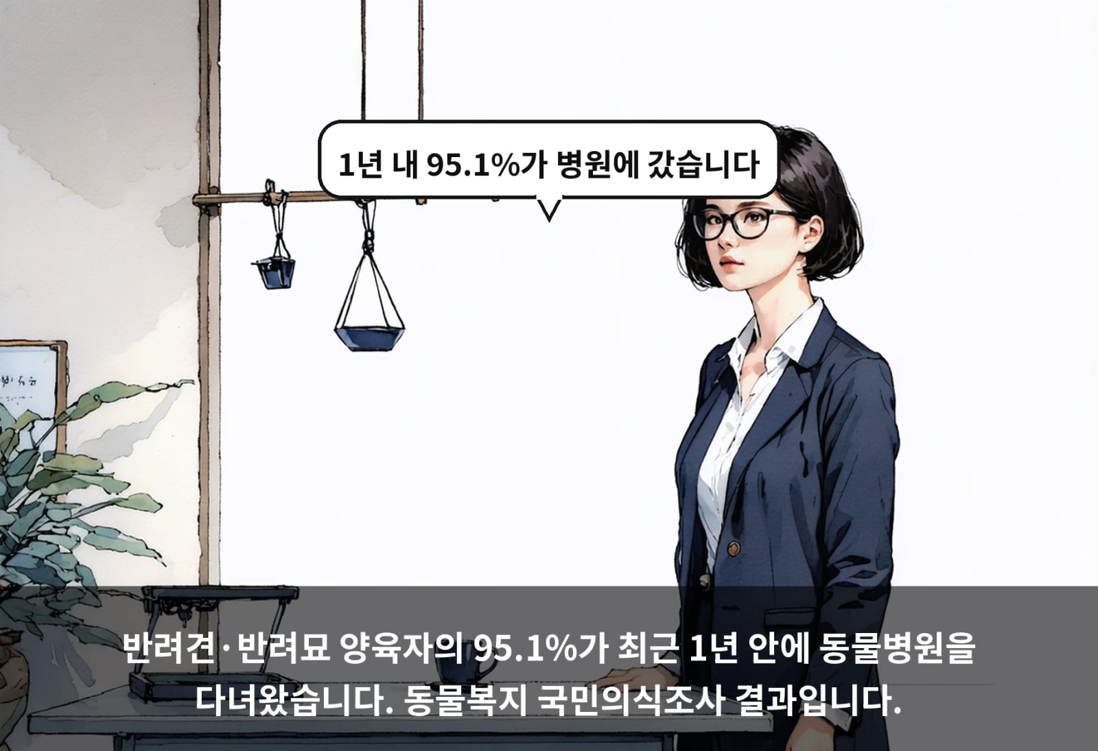반려견·반려묘 양육자의 95.1%가 최근 1년 안에 동물병원을 다녀왔습니다. 동물복지 국민의식조사 결과입니다.